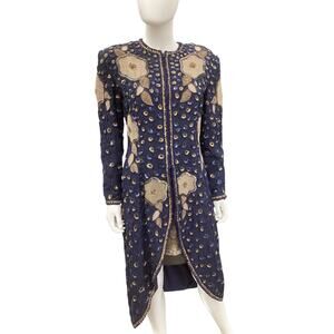 Vintage James Benjamin Duster Women’s Size M Heavily Beaded Long Lined Zipper